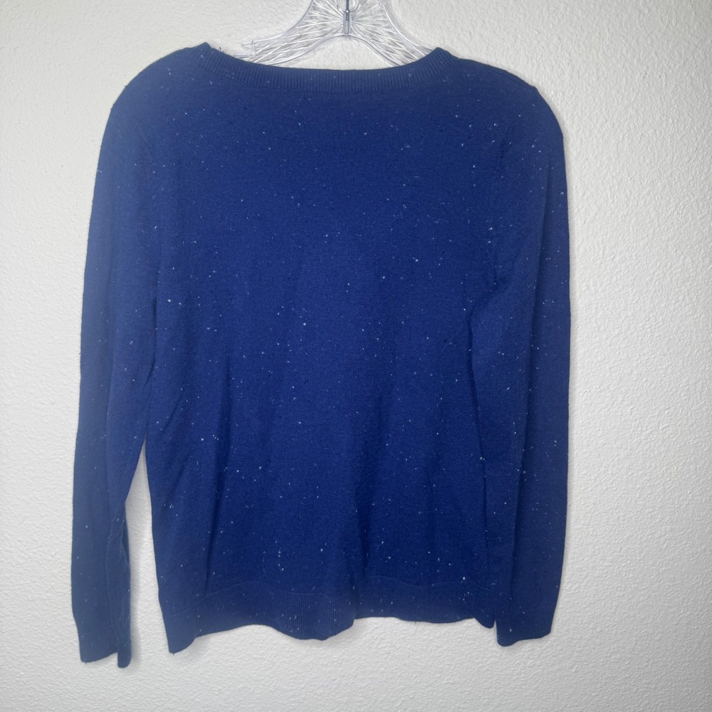 Talbots Petites Navy‎ Blue Lambswool Blend Snow Globe Lighthouse Sweater MP - Picture 5 of 8